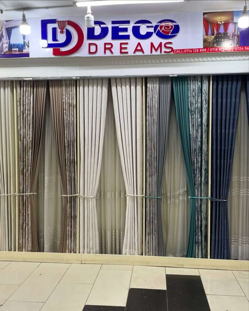 curtains and sheers and blinds, and curtains rods supplier and installer deco dreams curtains office showroom in eastleigh nairobi kenya afirca