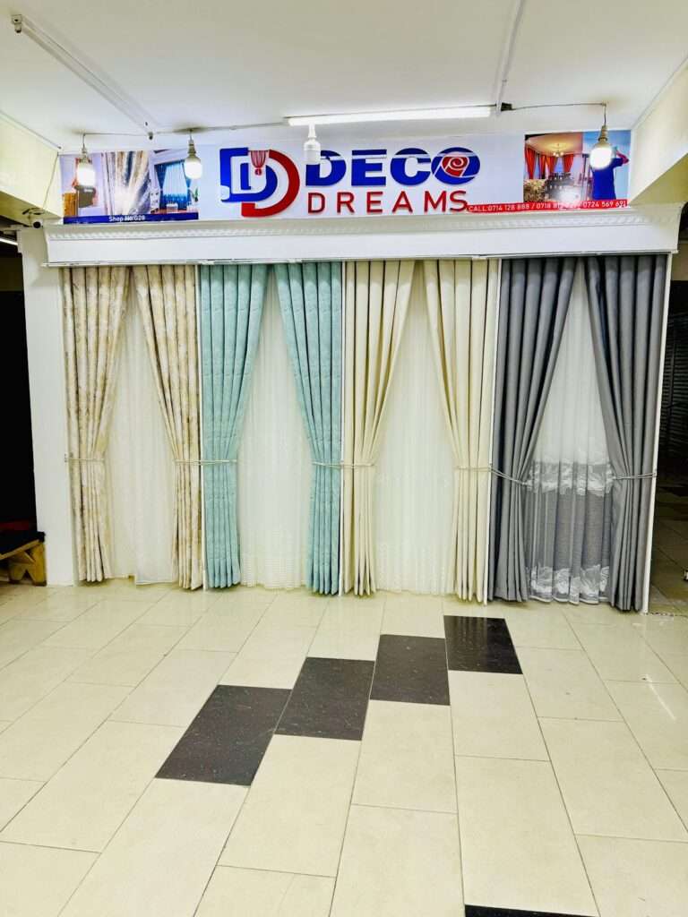 affordable curtains shop in nairobi eastleigh kenya with ready made curtains and custom measure curtains showroom display