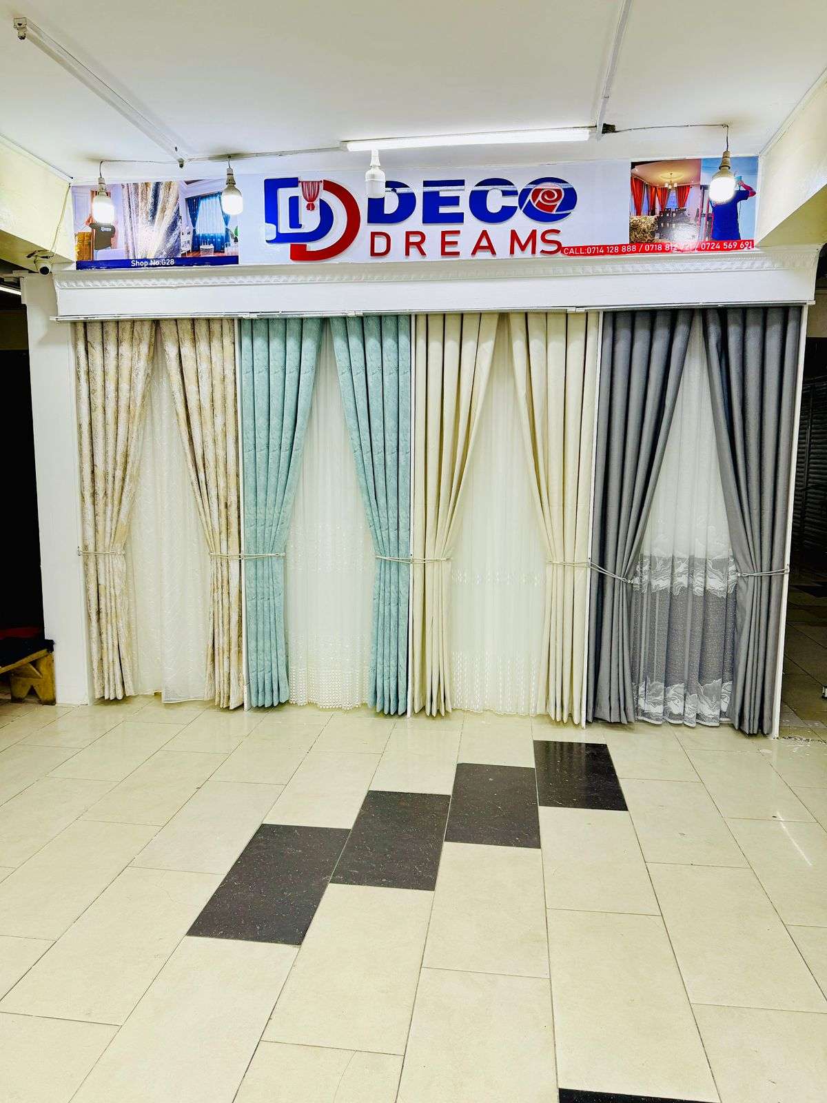 affordable curtains shop in nairobi eastleigh kenya with ready made curtains and custom measure curtains showroom display