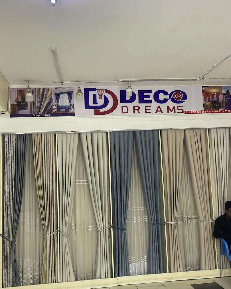 custom curtains at a Kenyan curtain manufacturing workshop.