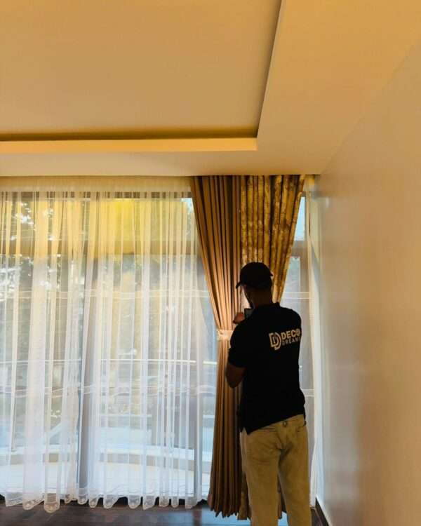 Deco Dreams Curtains' full window treatment fitted in client’s home in kenya east africa
